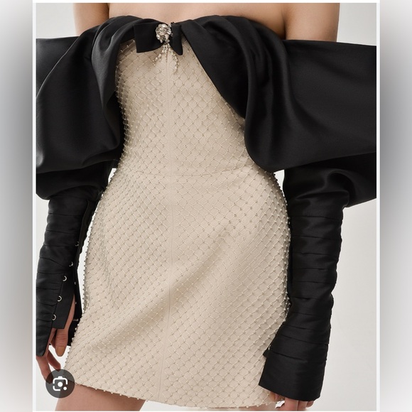 Nafsika Skourti Opera Mini Crystal Dress in Black & Cream Crystal - Picture 5 of 12